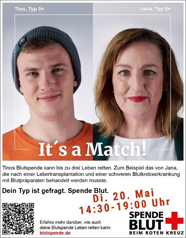 20.5. - Blutspende beim DRK, bitte vorher anmelden!